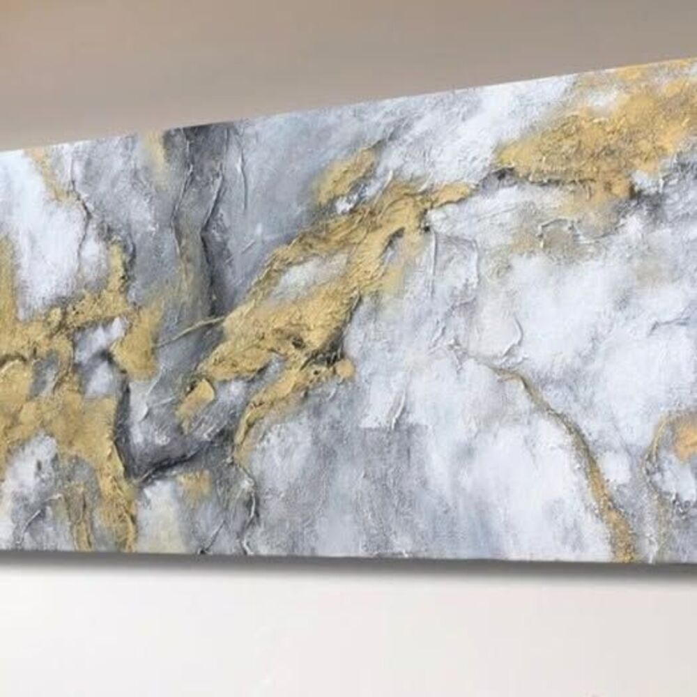 Belmrxne Abstract Art Wall Decor White and Gold Wall Art Minimalist  12x24 In